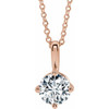 White Diamond Necklace in 14 Karat Rose Gold 3/4 Carat Diamond Solitaire 16 to 18 inch Necklace