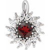 14K White Natural Mozambique Garnet & 5/8 CTW Natural Diamond Halo-Style Pendant