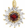 14K Yellow Natural Mozambique Garnet & 5/8 CTW Natural Diamond Halo-Style Pendant