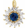 14K Yellow Lab-Grown Blue Sapphire & 5/8 CTW Natural Diamond Halo-Style Pendant