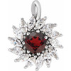Platinum Natural Mozambique Garnet & 5/8 CTW Natural Diamond Halo-Style Pendant