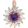 14K Rose Natural Amethyst & 5/8 CTW Natural Diamond Halo-Style Pendant