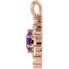 14K Rose Natural Amethyst & 5/8 CTW Natural Diamond Halo-Style Pendant