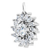 14K White Natural White Sapphire & 5/8 CTW Natural Diamond Halo-Style Pendant