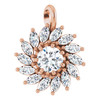 14K Rose Natural White Sapphire & 5/8 CTW Natural Diamond Halo-Style Pendant