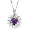 Platinum Natural Amethyst & 5/8 CTW Natural Diamond Halo-Style 16-18" Necklace