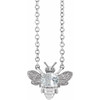 Sterling Silver Natural White Sapphire Bee 16" Necklace
