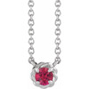 Sterling Silver 4 mm Lab Grown Ruby Claw-Prong Rope 18 inch Necklace