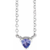 14K White Natural Tanzanite Solitaire 16" Necklace