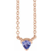 14K Rose Natural Tanzanite Solitaire 18" Necklace