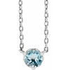 14K White Natural Sky Blue Topaz Solitaire 18" Necklace