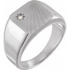 Sterling Silver .02 Carat Natural Diamond Celestial Signet Ring