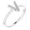 Sterling Silver .04 Carat Diamond Initial V Ring