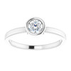 Rhodium Plated Sterling Silver 4.5 mm Round Shape White Sapphire Ring