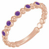 Genuine Amethyst Ring in 14 Karat Rose Gold Amethyst Stackable Ring