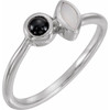 Sterling Silver Fire Opal and Onyx Ring