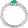Sterling Silver Natural Chrysoprase and 0.37 Carat Natural Diamond Ring