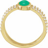 Yellow Gold Ring 14 Karat Natural Chrysoprase and 0.37 Carat Natural Diamond Ring