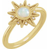 14K Yellow Natural White Ethiopian Opal & .03 CTW Natural Diamond Ring