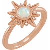 14K Rose Natural White Ethiopian Opal & .03 CTW Natural Diamond Ring