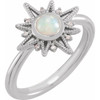 14K White Natural White Ethiopian Opal & .03 CTW Natural Diamond Ring