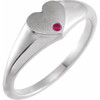White Gold Ruby Ring 14 Karat Natural Ruby Heart Signet Ring
