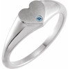 White Gold Ring 14 Karat Natural Aquamarine Heart Signet Ring