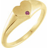 Yellow Gold Ring 14 Karat Natural Pink Tourmaline Heart Signet Ring