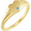 Yellow Gold Ring 14 Karat Natural Blue  Zircon Heart Signet Ring