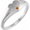 White Gold Ring 14 Karat Natural Citrine Heart Signet Ring
