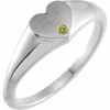 White Gold Ring 14 Karat Natural Peridot Heart Signet Ring