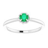 White Gold Ring 14 Karat Lab Grown Emerald Solitaire Rope Ring