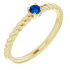 Yellow Gold Ring 14 Karat 3 mm Round Cut Lab Grown Blue Sapphire Solitaire Rope Ring