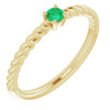 Yellow Gold Ring 14 Karat 3 mm Lab Grown Emerald Solitaire Rope Ring