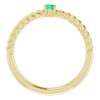 Yellow Gold Ring 14 Karat 3 mm Lab Grown Emerald Solitaire Rope Ring