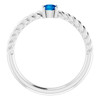 White Gold Ring 14 Karat 4 mm Round Cut Lab Grown Blue Sapphire Solitaire Rope Ring