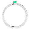 Sterling Silver 4 mm Lab Grown Emerald Solitaire Rope Ring