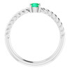 White Gold Ring 14 Karat 4 mm Lab Grown Emerald Solitaire Rope Ring