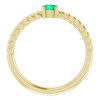 Yellow Gold Ring 14 Karat 4 mm Lab Grown Emerald Solitaire Rope Ring