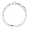 White Gold Ring 14 Karat 0.10 Carat Natural Diamond Solitaire Rope Ring