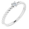 Sterling Silver 0.10 Carat Natural Diamond Solitaire Rope Ring