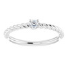 Sterling Silver 0.10 Carat Natural Diamond Solitaire Rope Ring