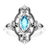 Sterling Silver Natural Aquamarine Vintage Inspired Ring