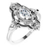 White Gold Ring 14 Karat  Lab Grown Moissanite Vintage Inspired Ring