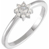 Sterling Silver 0.17 Carat Rose Cut Natural Diamond and Faceted Natural Diamond Halo Style Ring