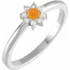 White Gold Ring 14 Karat Natural Citrine and .07 Carat Natural Diamond Halo Style Ring
