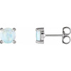 14 Karat White Gold Round Opal 6mm Cabochon Earrings