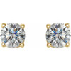 White Diamond Earrings in 14 Karat Yellow Gold 1/2 Carat Diamond Earrings .