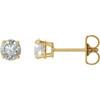 White Diamond Earrings in 14 Karat Yellow Gold 3/4 Carat Diamond Earrings .