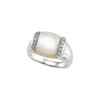 Natural Pearl Ring in 18 Karat Natural Gold Mother of Pearl and 0.10 Carat Diamond Ring Size 5